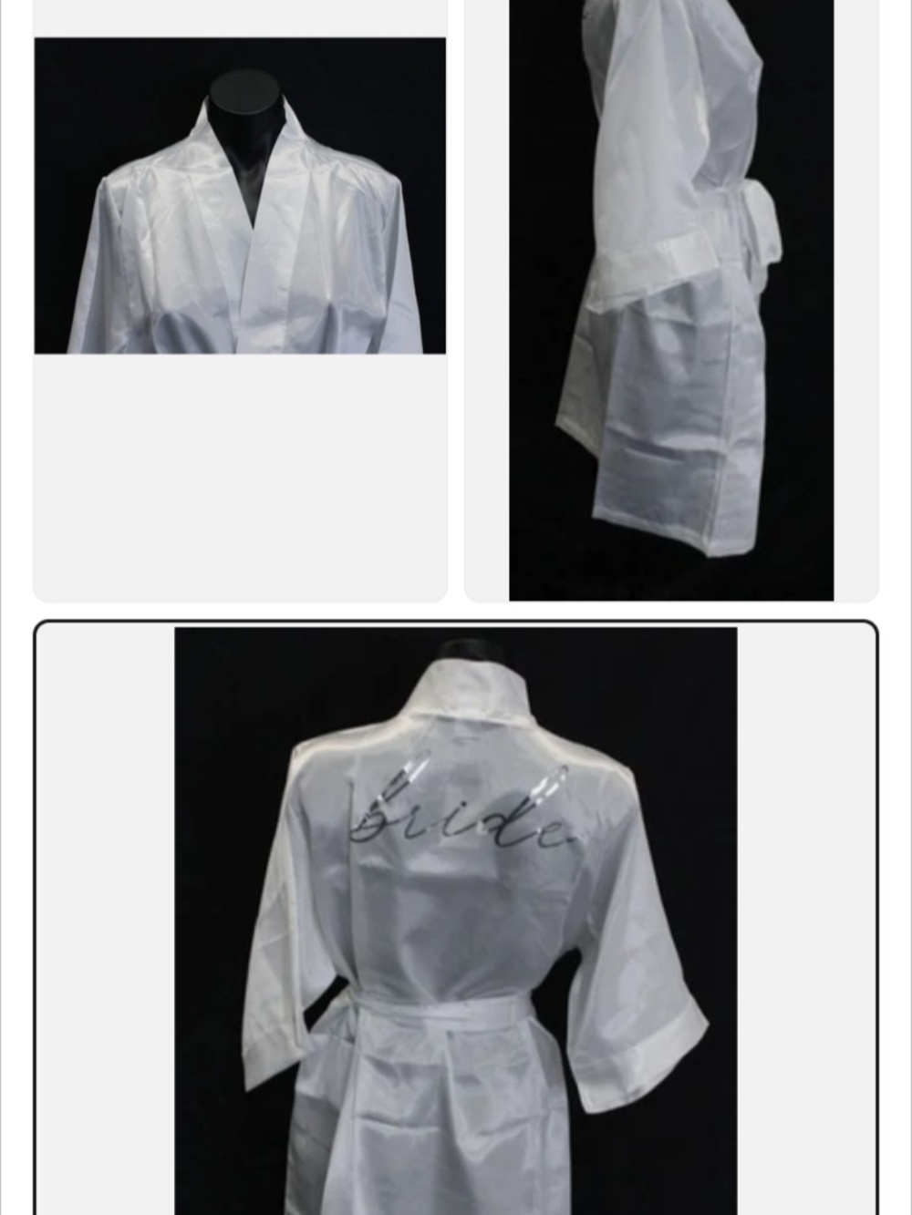 Satin 'Bride' Kimono Robe - White